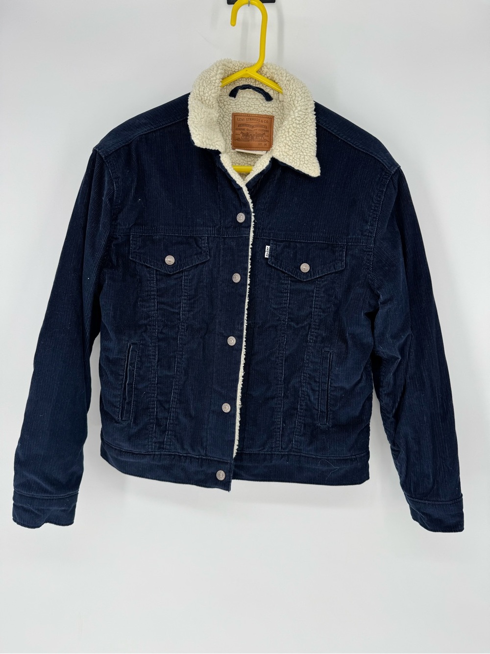 Levi's Navy Corduroy Sherpa-Lined Trucker Jacket